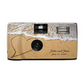 Beach Wedding Themed Disposable Camera w/ Double Silver Hearts